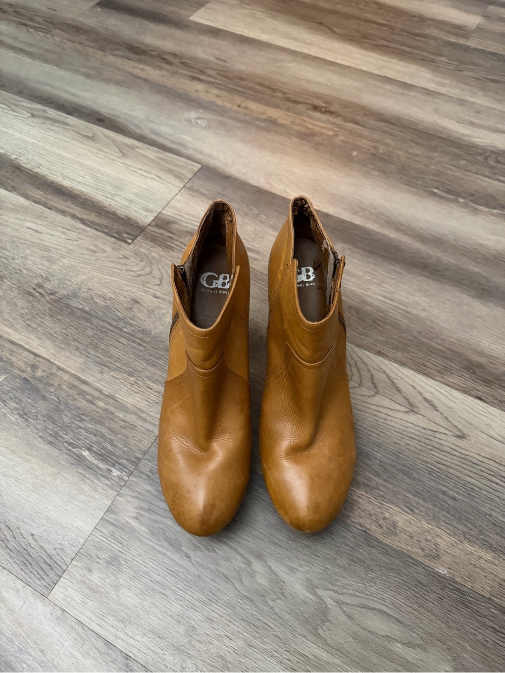 Gianni Bini Tan Leather Ankle Booties